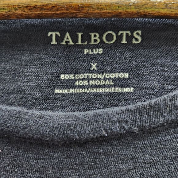 Talbots Womens Plus Short Sleeve Tee Size XL Blue Striped Stars Patriotic Heart - Picture 4 of 9